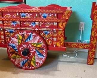 Hand painted Costa Rican bar cart