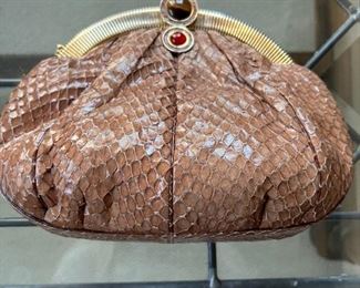 Judith Leiber snakeskin clutch