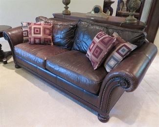 Gabberts Furniture distressed leather sofa