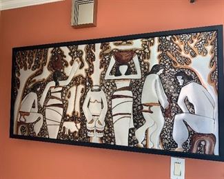 Large vintage sheet metal art, one of several pieces.