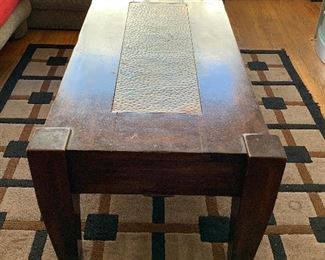 Metal inlay and wood coffee table - great piece!