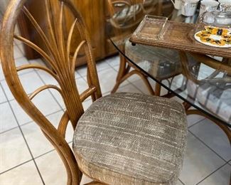 Rattan glass top dining table with four (4) matching chairs