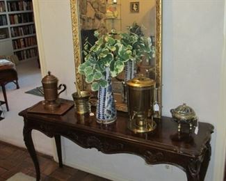 Lovely French style entry table & gold antique mirror