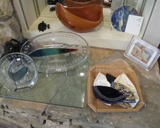 Fine Walther Fish platters and lovely vintage Jewish Kippahs