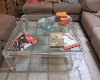 Vintage 70s Mid-Mod Lucite & Glass Coffee Table. Not a reproduction!