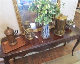 Antique Picard Coffee pot & tray, Solid Brass Morter & Pestle, Handmade Mexican Vase, Vintage Solid Brass Coffee Urn, Vintage Chinese Censer