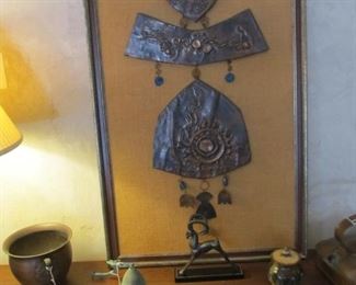 Antique Copper Pot, Mid-Century 1960s Fine Art, Bronze Wind Bell