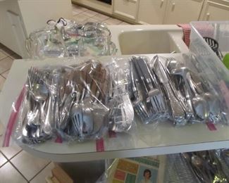 Nice newer & vintage flatware sets. some mid-century & silverplated.