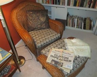 A beautiful wicker/rattan comfy chair w/ cushions