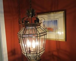 Vintage hanging brass swag lamp - beautiful