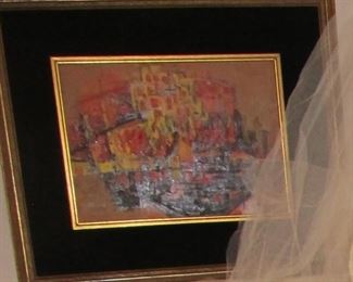 Vintage Mid-century framed fine art by Zvi Mairovich