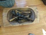Burl bowl & old Tools