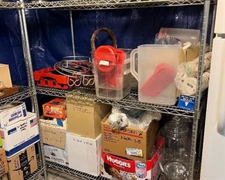 Cases of Glassware, large party  drink supplies, party trays, liquid mixing containers