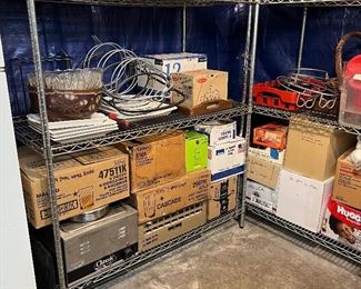 punch bowls, Tiered displays, glassware cases, heating elements, mixers.