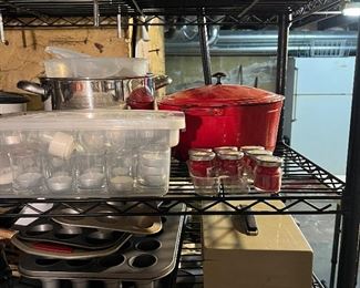 Votive Candles, Cast Iron pot, baking supplies, money box