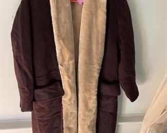 brown fur wool coat