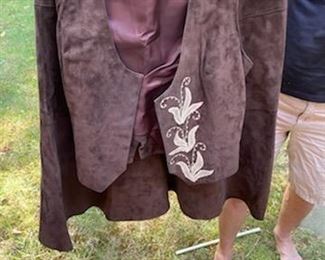 suede skirt and vest