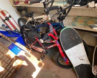 Newer Bmx bicycles, vintage skateboards