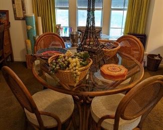 RATTAN TABLE & 4 CHAIRS
