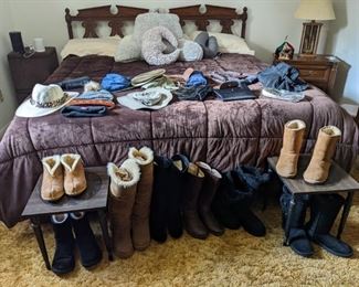 KING SIZE BED,  BOOTS & HATS