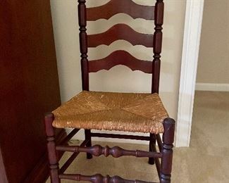 Set Of Four Vintage Ladder Back With Rush Seat