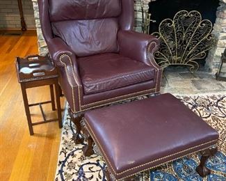 Hancock and Moore Leather Chair and Ottoman
