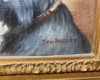 Oil on canvas dog painting