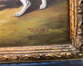 Oil on canvas dog painting