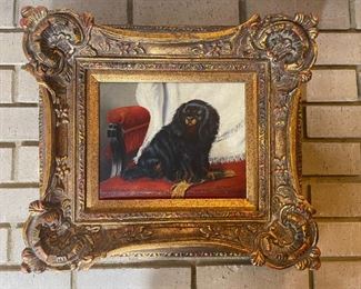 Oil on canvas dog painting