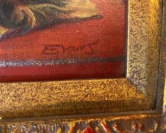 Oil on canvas dog painting