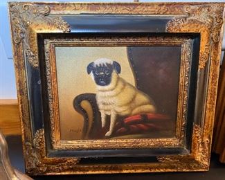 Oil on canvas dog painting