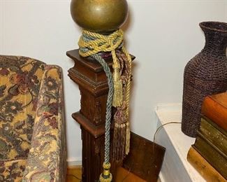 Antique Newel Post with Brass Finial
