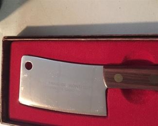 This mini cleaver by Burnco advertises the Bank of Montpelier.