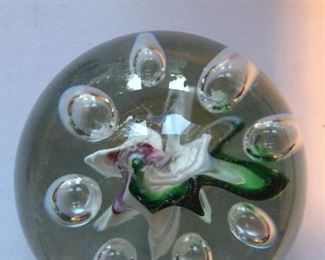 A blown glass paperweight signed by Boyer.