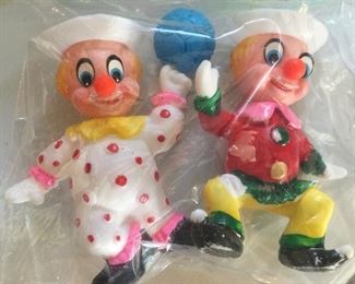 A fun pair of ornaments for collectors or an unforgettable gift to alarm those with a clown phobia.