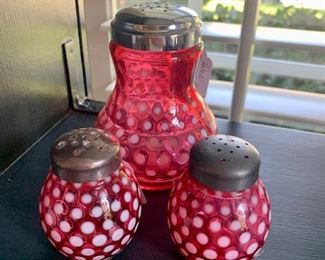 Fenton Hobnail Salt & Pepper and Sugar Shaker