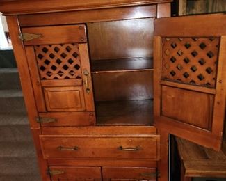 beautiful solid wood armoire/hutch (I see a bar)