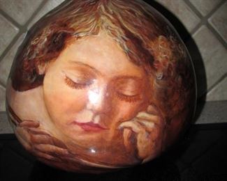 Unique hand painted gourd.