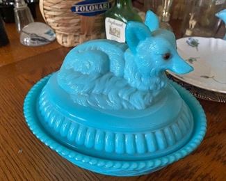 So amazing....baby blue fox nesting covered candy dish!!!
