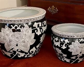Planters with Lotus Flowers