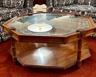 Octagonal Coffee Table with Glass Top