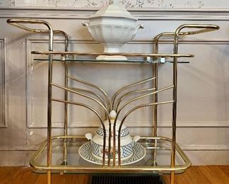 Vintage Gold & Glass Tea Cart