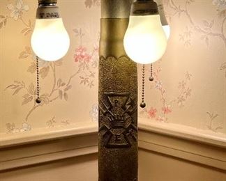 WW I Trench Art Lamp with Masonic Cross