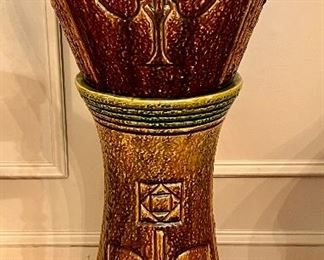 Roseville Mostique Art Pottery Jardiniere and Stand