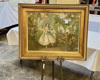 c.early 1900's, Signed by Artist, Arthur L. Cox, Mezzotint Colored Etching, 38" x 28"