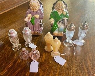Vintage Grandma & Grandpa "Retirement Fund" 6" Ceramic Banks and MCM Salt & Pepper Shakers