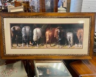Signed by CORTEZ, Large Framed Horse Picture, 44" x 22"