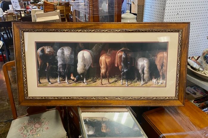 Signed by CORTEZ, Large Framed Horse Picture, 44" x 22"