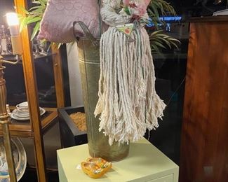 Rope Angel, a Large Metal Umbrella Stand and a Pair of Mini Wooden Clogs from Holland