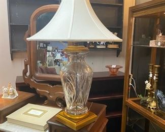 Large Crystal Lamp with gold accents